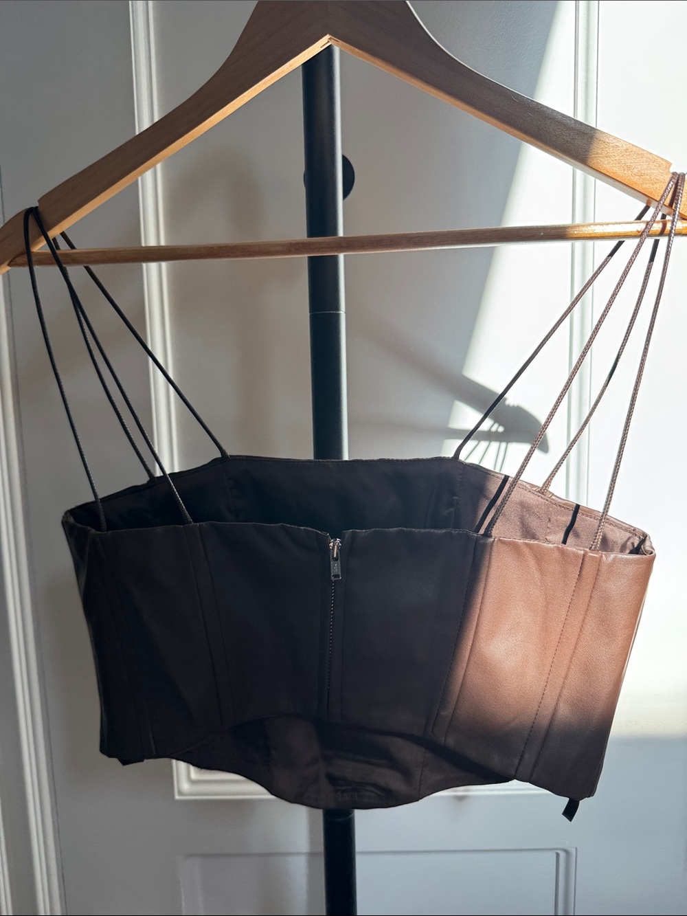 Atoir Brown Faux-Leather Strappy Bustier Camisole - Picture 3 of 3